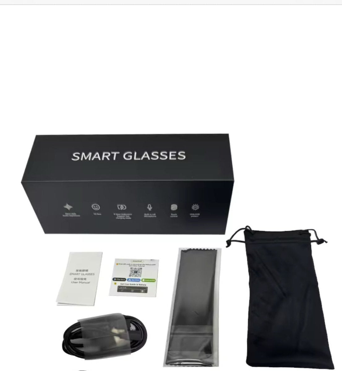Smart Glasses Headset Wireless Bluetooth Sunglasses Sport Earphone Mic Calling -HY1003