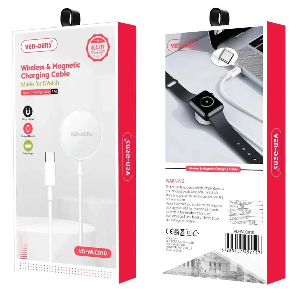 Wireless & Magnetic Charging Cable for iWatch – Compact, Reliable, and Efficient | VD-WLC010