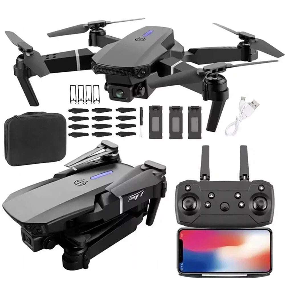 4K GPS Dual HD Camera Drones WiFi Foldable With 3 Batteries by HTT Global