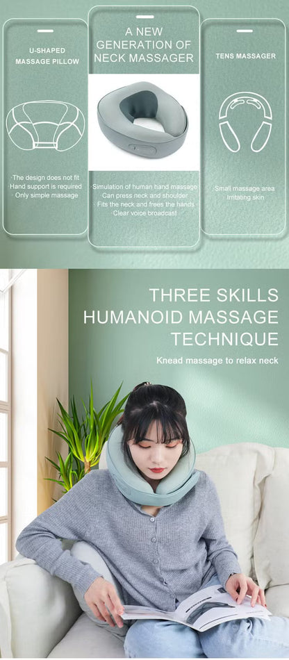 Neck Massager  with Heat - Cervical Pillow Deep Tissue Kneading for Back - Rechargeable Cordless 3D Kneading Massage Cushion Relieve Muscle Pain, for Home, Women Ideal Gift (Green)