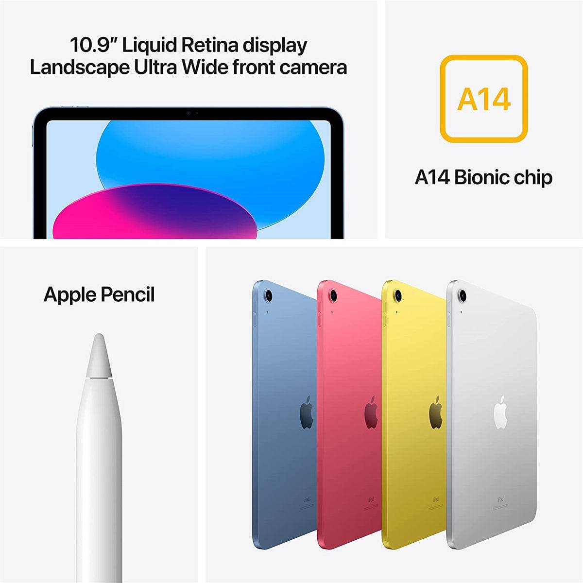 Apple iPad 10.9-inch (10th Gen) Wi-Fi 64GB – A14 Bionic Chip