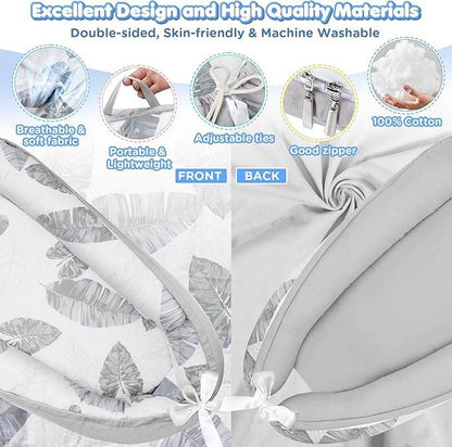 Baby Lounger Bed Nest Pod – Portable, Hypoallergenic & Breathable Cotton for Newborns (0-12 Months)