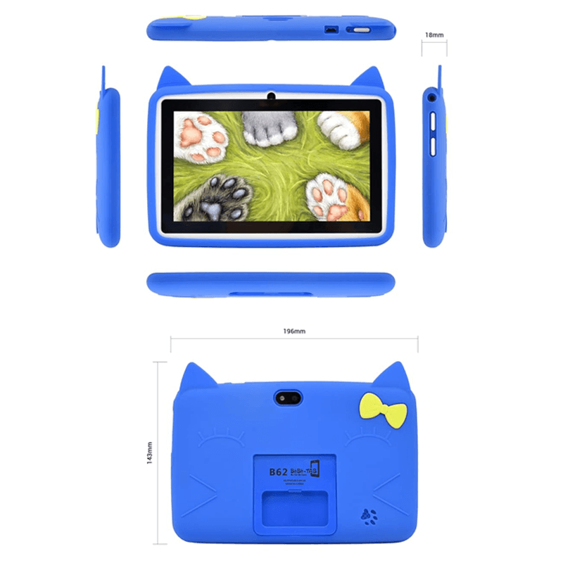 BebeTab B62 Kids Tablet PC – 7'' WiFi Tablet with Protective Case, 3GB RAM, 32GB Storage, Educational Apps (Blue)