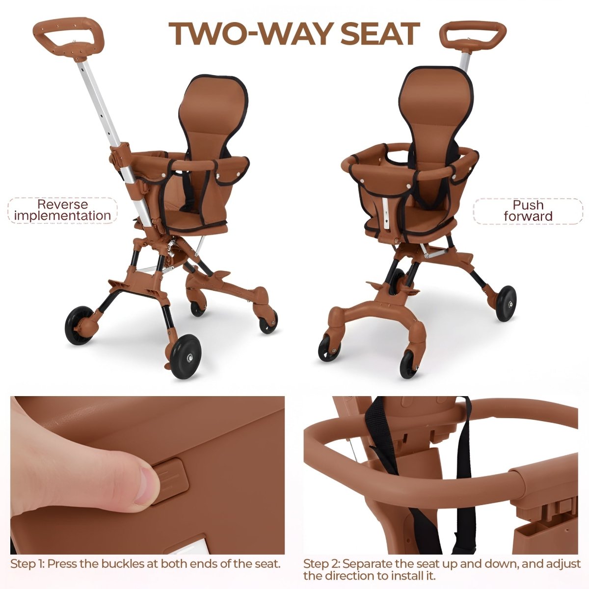 Compact Travel Pram Stroller Baby Lightweight One Hand Fold Buggy Pushchair UK