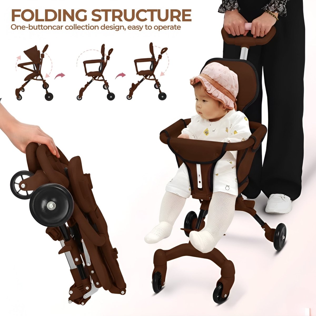 Compact Travel Pram Stroller Baby Lightweight One Hand Fold Buggy Pushchair UK