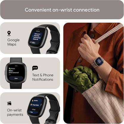 Google Fitbit Versa 4 Fitness Smartwatch – Built-in GPS, 6+ Day Battery, 40+ Exercise Modes (Black/Graphite)