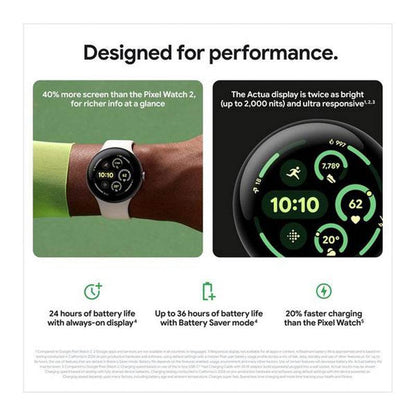 Google Pixel Watch 3 (41mm) – Obsidian Matte Black Aluminium | Actua Display, AI Fitness & 24hr Battery (Wi-Fi)