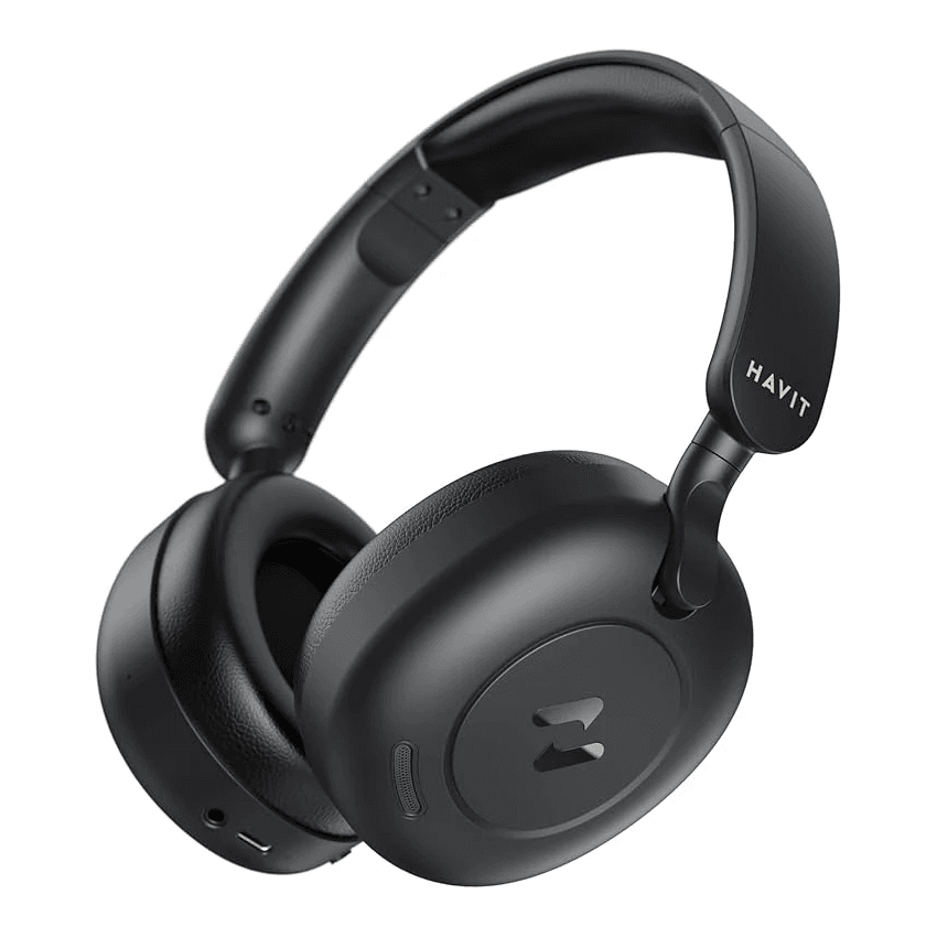 Havit H655BT Hybrid ANC Wireless Headphones – Over-Ear, Active Noise Cancellation, Bluetooth 5.3, Hi-Fi Sound, 60-Hour Playtime (Black)