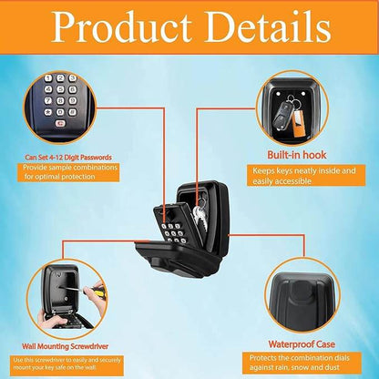Key Safe Lock Box ,Weatherproof ,Secure Your Spare Keys Effortlessly ,