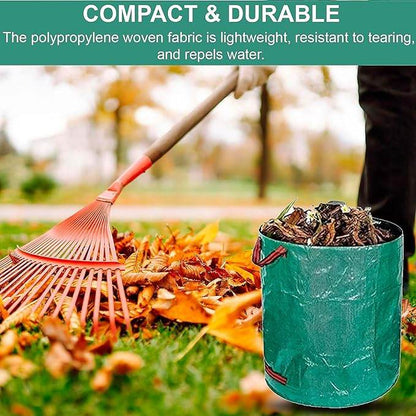 HTT GLOBAL Heavy Duty Garden Waste Bags (4 Pack) – 400L Reusable Rubbish Sacks with Gloves & Handles