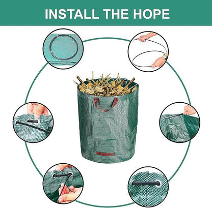 HTT GLOBAL Heavy Duty Garden Waste Bags (4 Pack) – 400L Reusable Rubbish Sacks with Gloves & Handles
