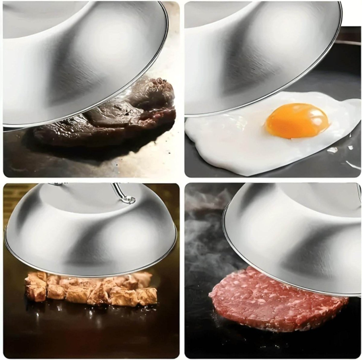 HTT GLOBAL Smash Burger Press & Griddle Kit – Stainless Steel Smasher, Spatula, Melting Dome & Wax Discs