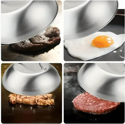 HTT GLOBAL Smash Burger Press & Griddle Kit – Stainless Steel Smasher, Spatula, Melting Dome & Wax Discs