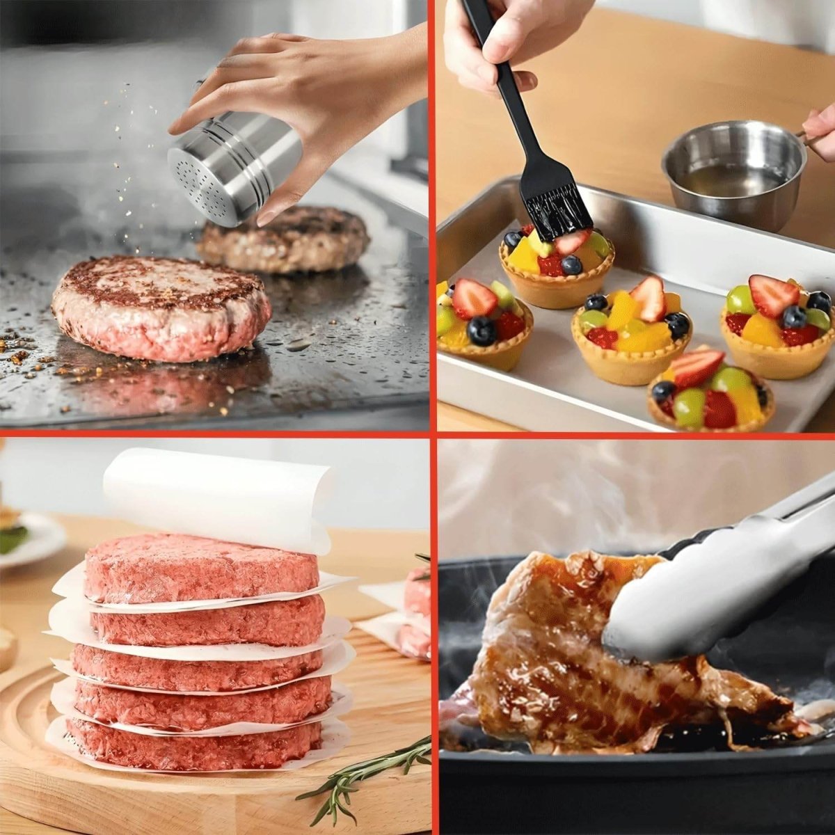 HTT GLOBAL Smash Burger Press & Griddle Kit – Stainless Steel Smasher, Spatula, Melting Dome & Wax Discs