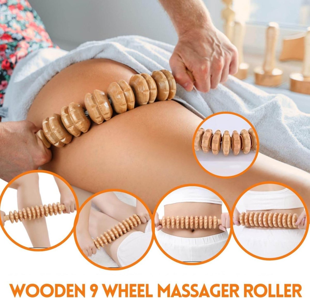 HTT GLOBAL Wood Massage Tools Set (3/5/7 Pcs) – Maderotherapy Kit for Gua Sha, Lymphatic Drainage & Cellulite Reduction