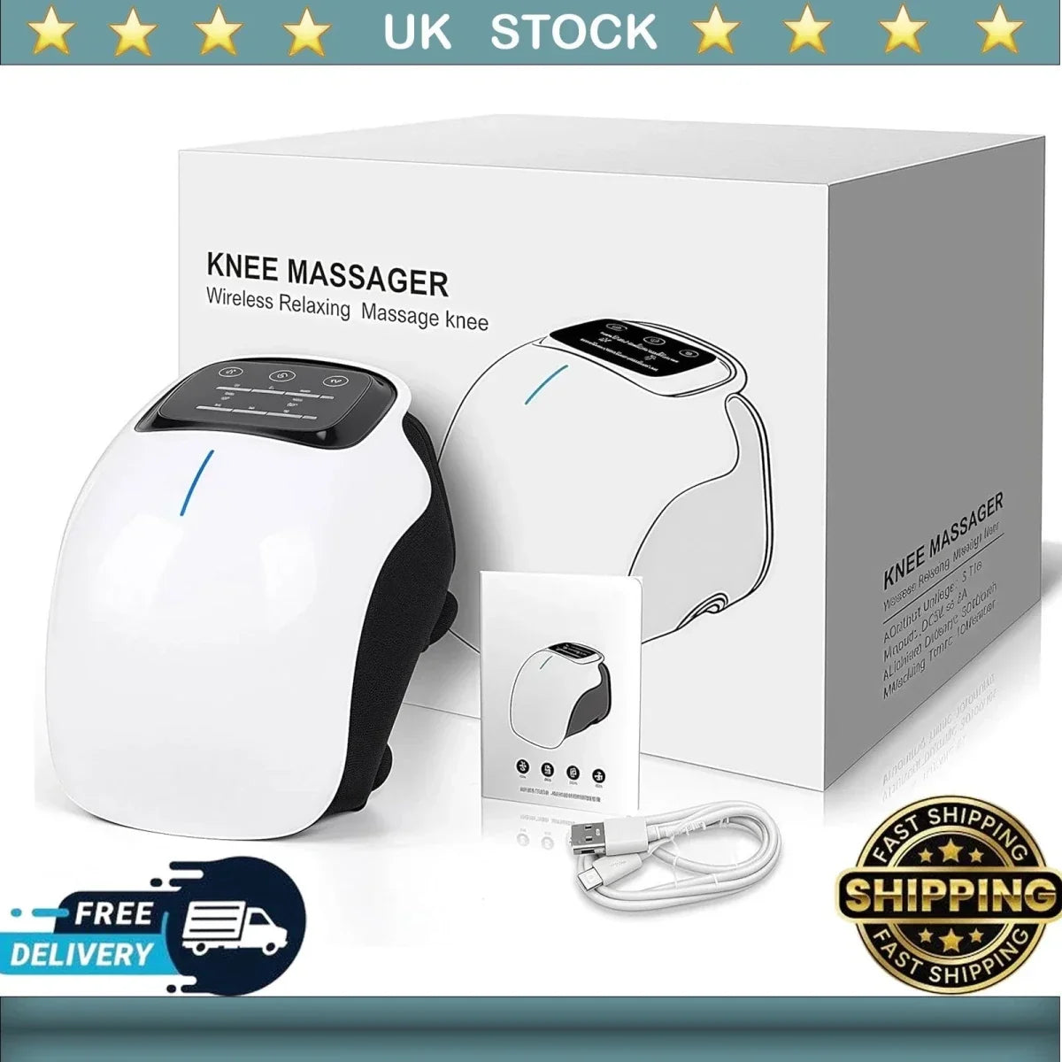 Massager with Heat, Cordless, Vibration, Knee Massager Joint Pain Relief, Electric Knee Brace Support Wrap for Home Office Use, Gifts for Women,Men, Mom,Dad