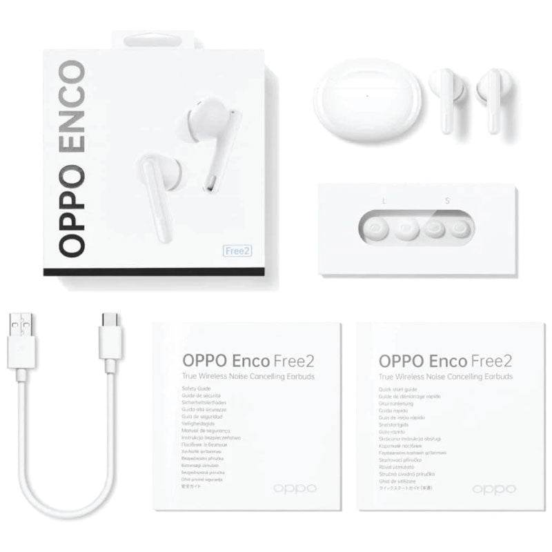 OPPO Enco Free2 True Wireless Noise Cancelling Earbuds – Hybrid ANC, Personalized Audio Tuning, Bluetooth 5.2, 30-Hour Playtime (White)