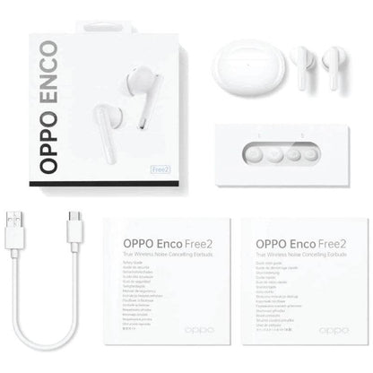 OPPO Enco Free2 True Wireless Noise Cancelling Earbuds – Hybrid ANC, Personalized Audio Tuning, Bluetooth 5.2, 30-Hour Playtime (White)
