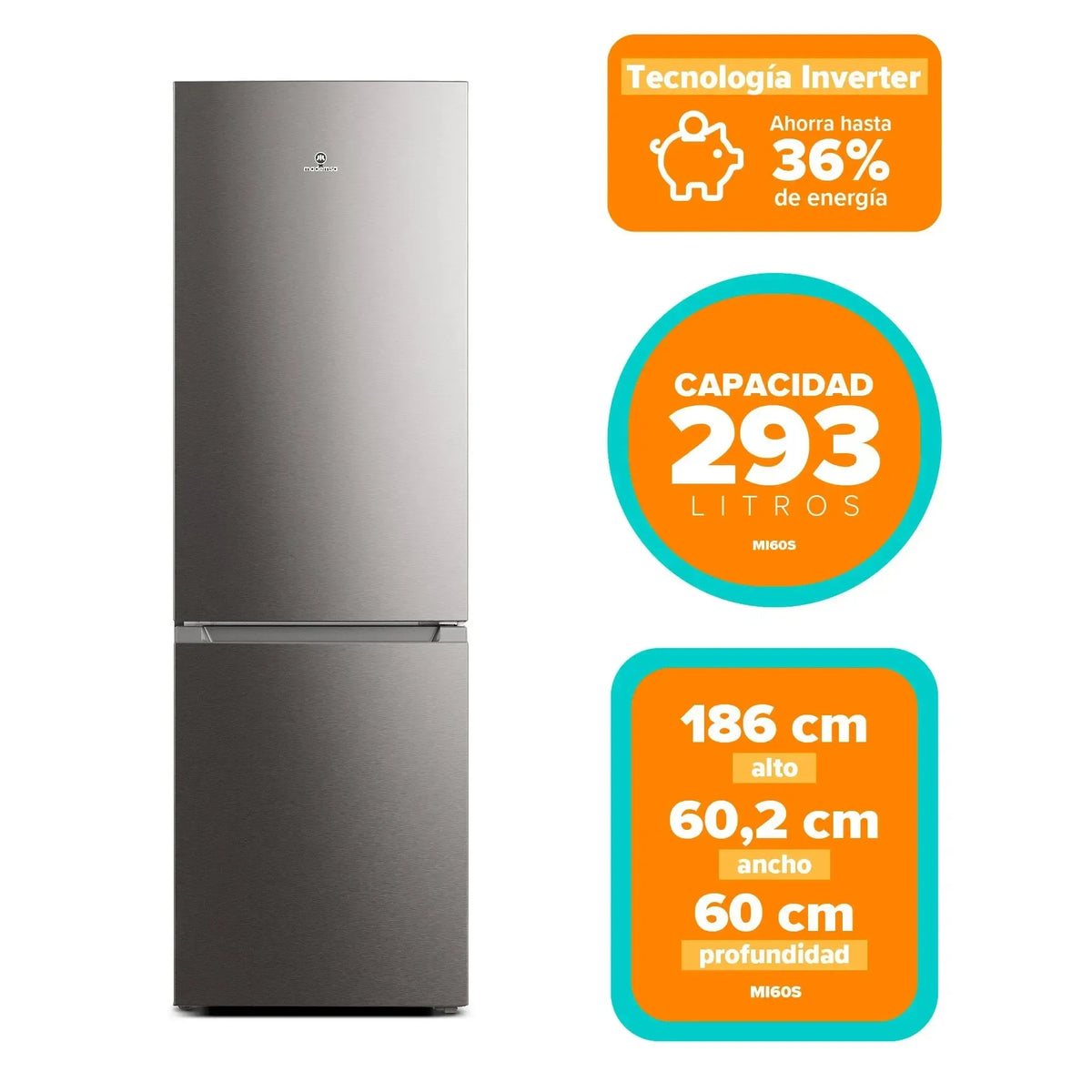 Refrigerador 285L No Frost Bottom Freezer Inverter MI60S Mademsa