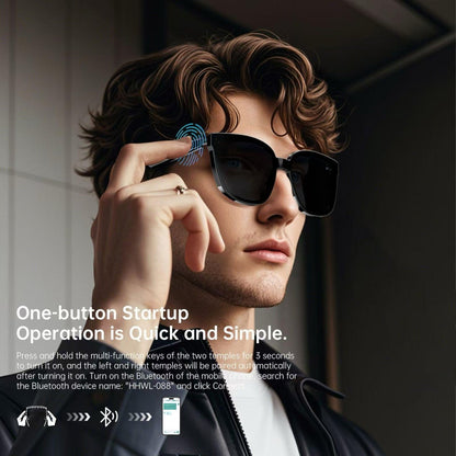 Smart Glasses Headset Wireless Bluetooth Sunglasses (1008) – Open-Ear Audio, Hands-Free Mic, Sport Design (Black)