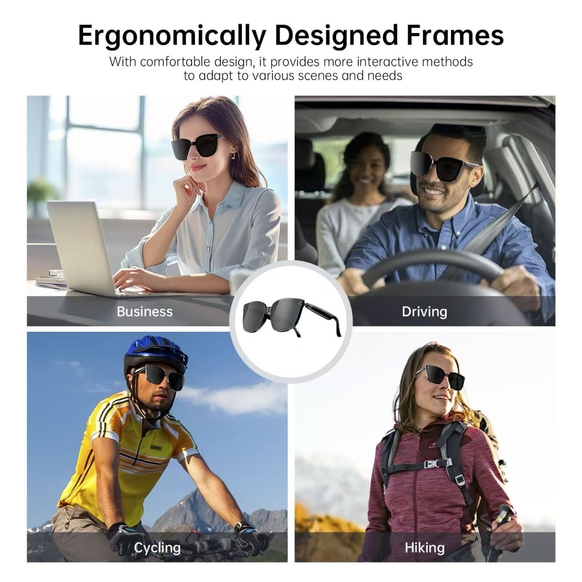 Smart Glasses Headset Wireless Bluetooth Sunglasses Sport Earphone Mic Calling -HY1003