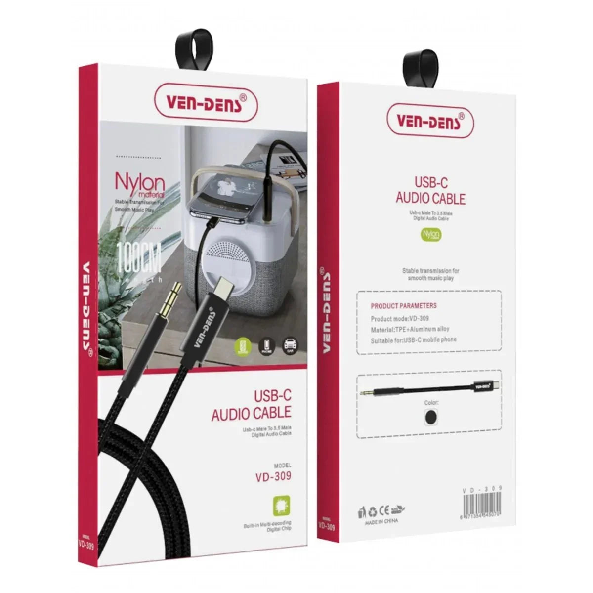 Type C to AUX Cable – Seamless Audio Experience | VD-309