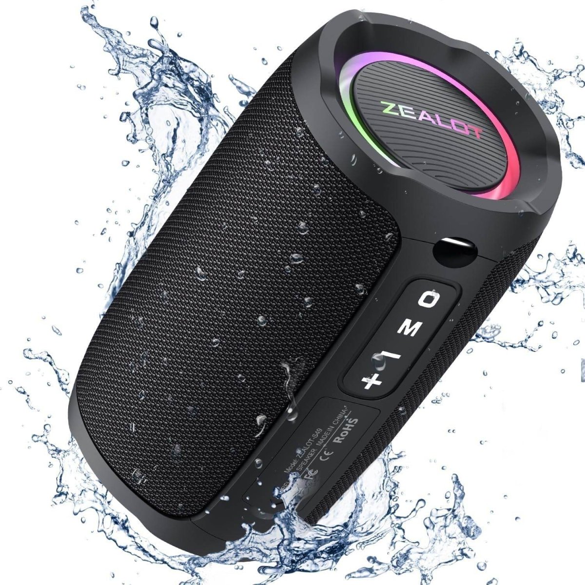 ZEALOT S49 Waterproof Bluetooth Speaker – RGB Lights, 360° Stereo Sound, Wireless