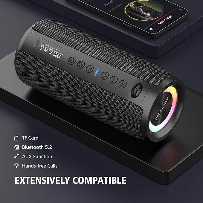 ZEALOT S51 Pro Bluetooth Speaker Speaker – 40W High Power, 360° Stereo Bass, IPX6 Waterproof